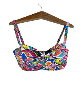 Bleu Rod Beattie Fresh Picks Bandeau Molded Bikini Top Floral Size 38D Coastal